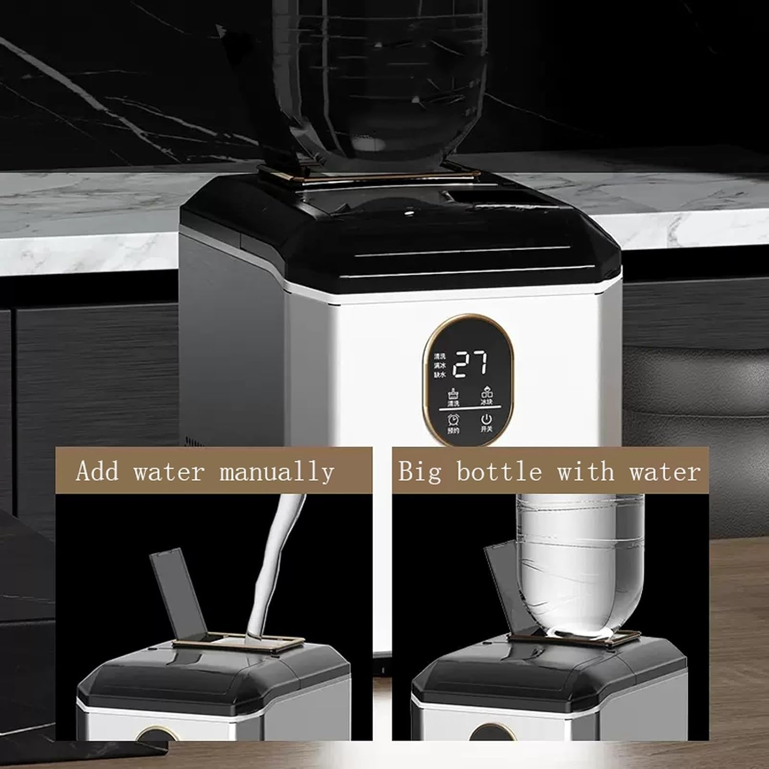 Countertop ice Maker Machine Ice Makers Countertop, 70.5 lbs/Day, 2 Way Filling, Self-Cleaning, 4 Gears Ice Size Control, ice Machine Maker countertop for Home Outdoor RV Electric Ice Maker
