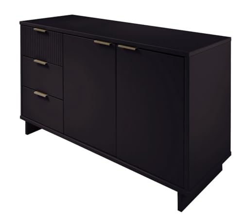 Manhattan Comfort Granville 55-Inch Modern Sideboard Buffet Cabinet with Storage for Dining and Living Room Use, 3 Full Extension Soft Close Drawers and Concealed Shelves, Sage Green