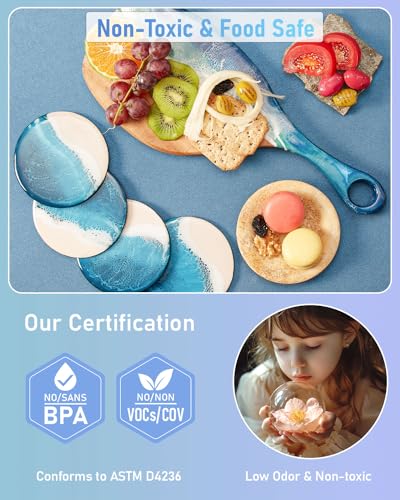 4 Gallon Epoxy Resin Kit for Beginners, Resin Kit with 72 Mica Powder, Foil Flakes, Measuring Cups, Sticks - Resin Epoxy for Casting, Coating, Art Craft, River Table, DIY Resin Coasters