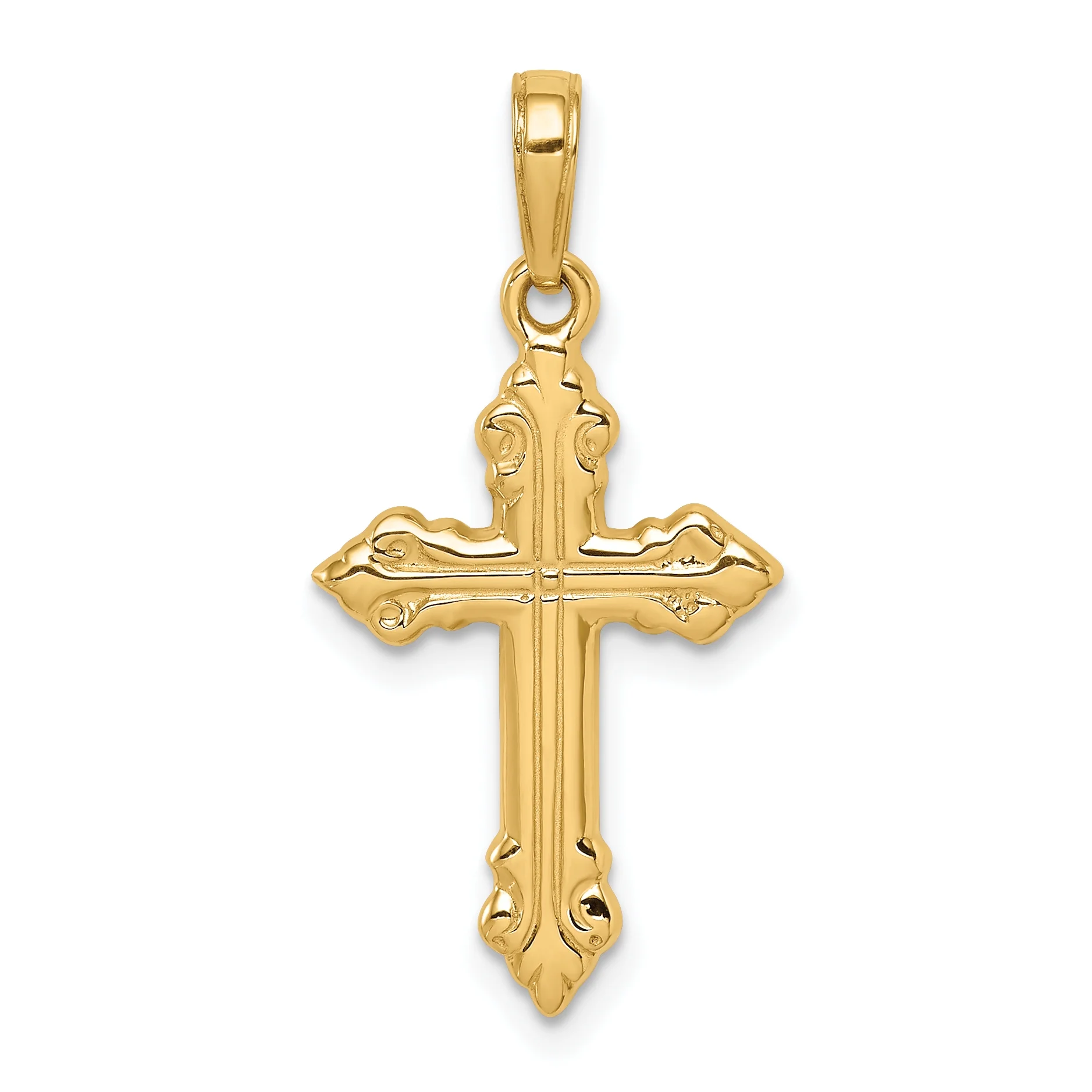 Carat in Karats 14K Yellow Gold Cross Pendant Charm (28mm x 15mm)