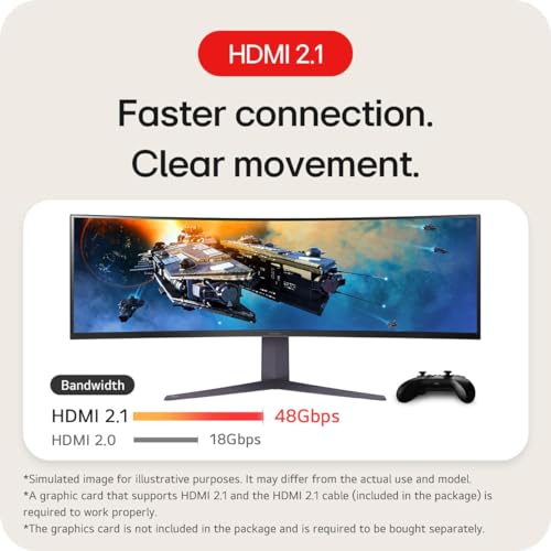 LG 45GR65DC-B Ultragear Curved Gaming Monitor 45-Inch 32:9 QHD 200Hz 1ms UltraWide Display AMD FreeSync Premium Pro VESA DisplayHDR 600 HDMI 2.1 x2 DP UBS x3 Tilt/Height/Swivel Stand - Black