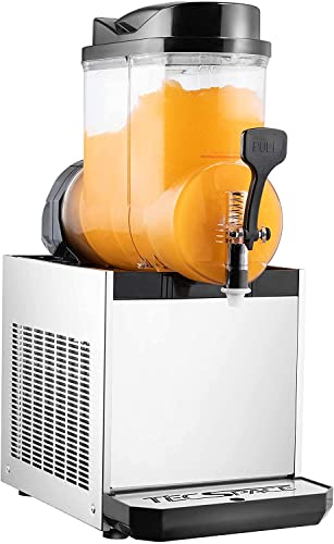 TECSPACE 110V Commercial Slushy Machine,15/30/45L Stainless Steel Margarita Smoothie Frozen Drink Maker for Ice Juice Tea Coffee Making, Sliver (2 Tan