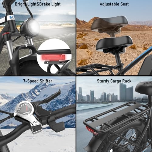 26" Electric Bike for Adults, 90 Miles 34MPH Fast E Bike for Men, Peak 1500W Fat Tire Ebike for Adults Electric with 48V 864WH Removable Battery, ON/Off Road E Bicycle with Brake Light