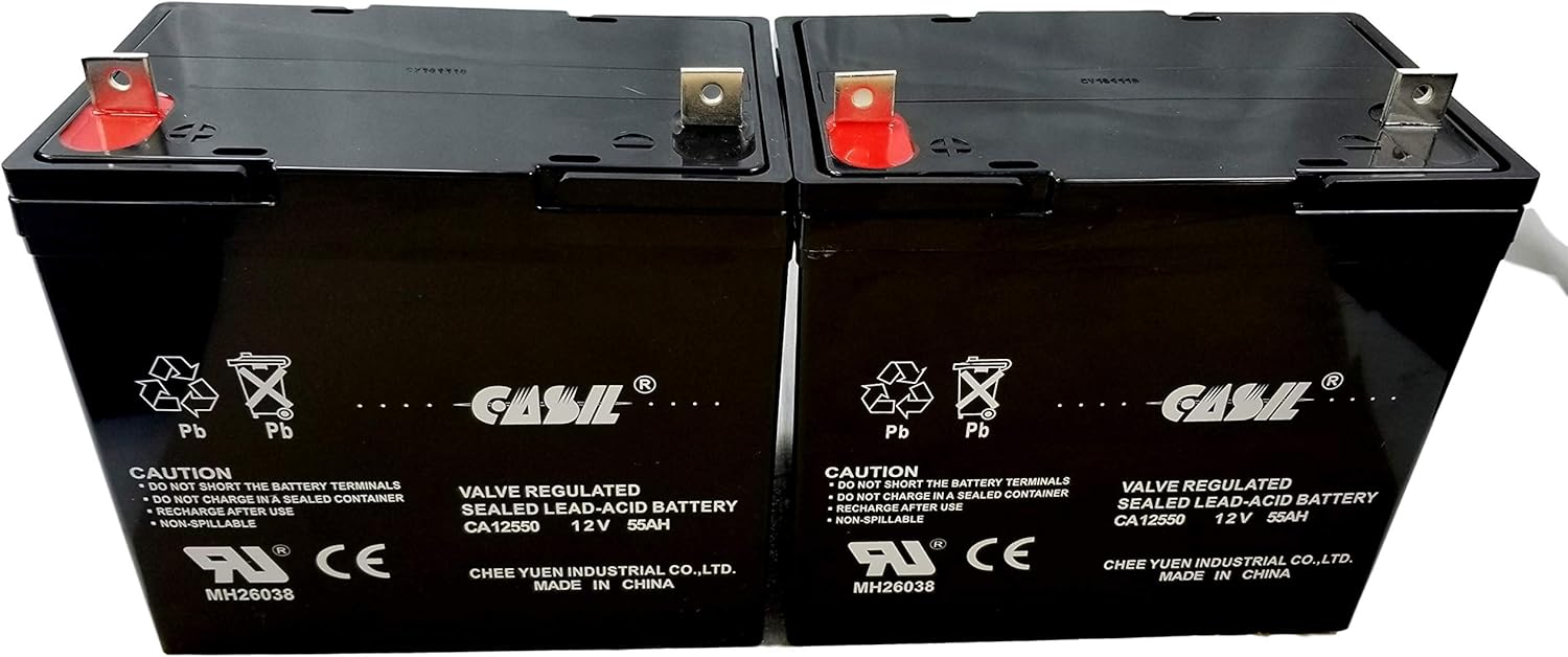 2 Pack 12v 55ah Group 22NF Quantum Q6000 Q6000Z Pediatric Q600XL Q614 QG Edge 2.0 Power Chair Quickie Design P500 ZIPPIE Z500 Rhythm M3 M5,M7 S622 S626 S646 Pulse 6 Marathon LE 3P 3W 3H 3V Battery