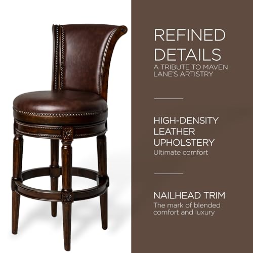 Maven Lane Pullman 26 Inch Tall Counter Height Upholstered Barstool with Back in White Oak Finish with Natural Color Fabric Cushion Seat, Set of 2