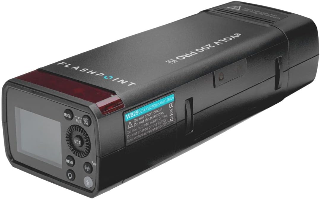 Flashpoint eVOLV 200 Pro TTL Pocket Flash, Godox AD200 Pro 200Ws Flash Strobe, 1/8000 HSS, 500 Full Power Flashes, 0.01-1.8s Recycling, 2900mAh Battery, Bare Bulb/Speedlite Fresnel Flash Head.
