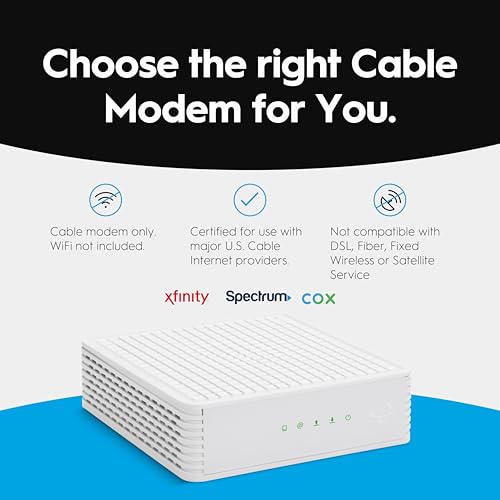 Hitron CODA56 Multi-Gigabit DOCSIS 3.1 Modem | 2.5 Gbps Max Internet Speeds | Certified with Xfinity, Charter Spectrum, Cox | 10x Faster Than DOCSIS 3.0 | 2.5 Gbps Ethernet Cable Modem ONLY