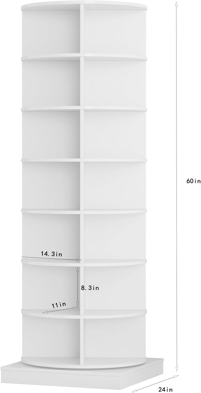 Vibe & Dine Rotating Shoe Rack, 7-Tier Tall Spinning Shoe Rack, Free Standing Rotating Shoe Rack Tower 360°, Revolving Shoe Shelf Organizer for Entryway, Small Space