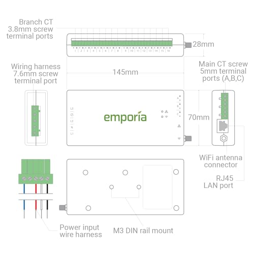 Emporia Gen 3 Smart Home Energy Monitor | Home Energy Automation and Control | Real Time Electricity Monitor/Meter | Solar/Net Mete