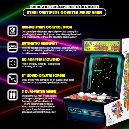Arcade Classics - WWE Counter Series Game Machine, 4 Games, 8" Liquid Crystal Screen - Mini Cabinet, Portable Gaming, Retro, Countertop Console, Basement Decoration, Man Cave
