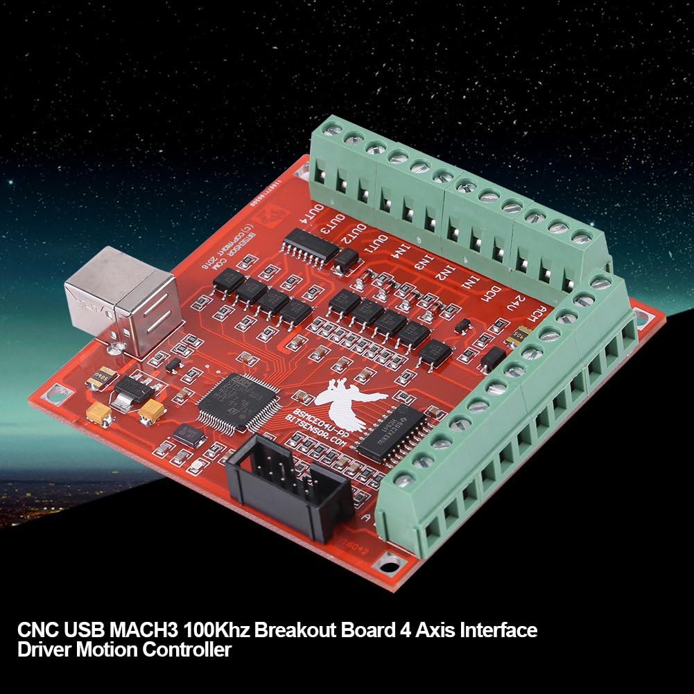 Wendry DIY CNC Controller Card, USB 4-Axis Linkage Mach3 Stepper Motor Motion Control Card, 100Khz Motion Controller Card Breakout Board for CNC Engraving