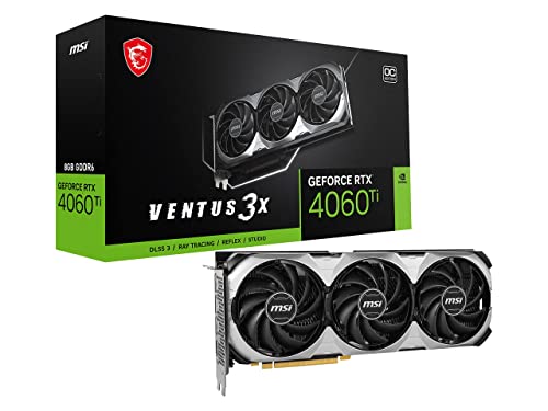 MSI GeForce RTX 4060 Ti Ventus 2X Black 8G OC Graphics Card -NVIDIA RTX 4060 Ti, 8GB GDDR6 Memory, 18Gbps, PCIe 4.0, DLSS3