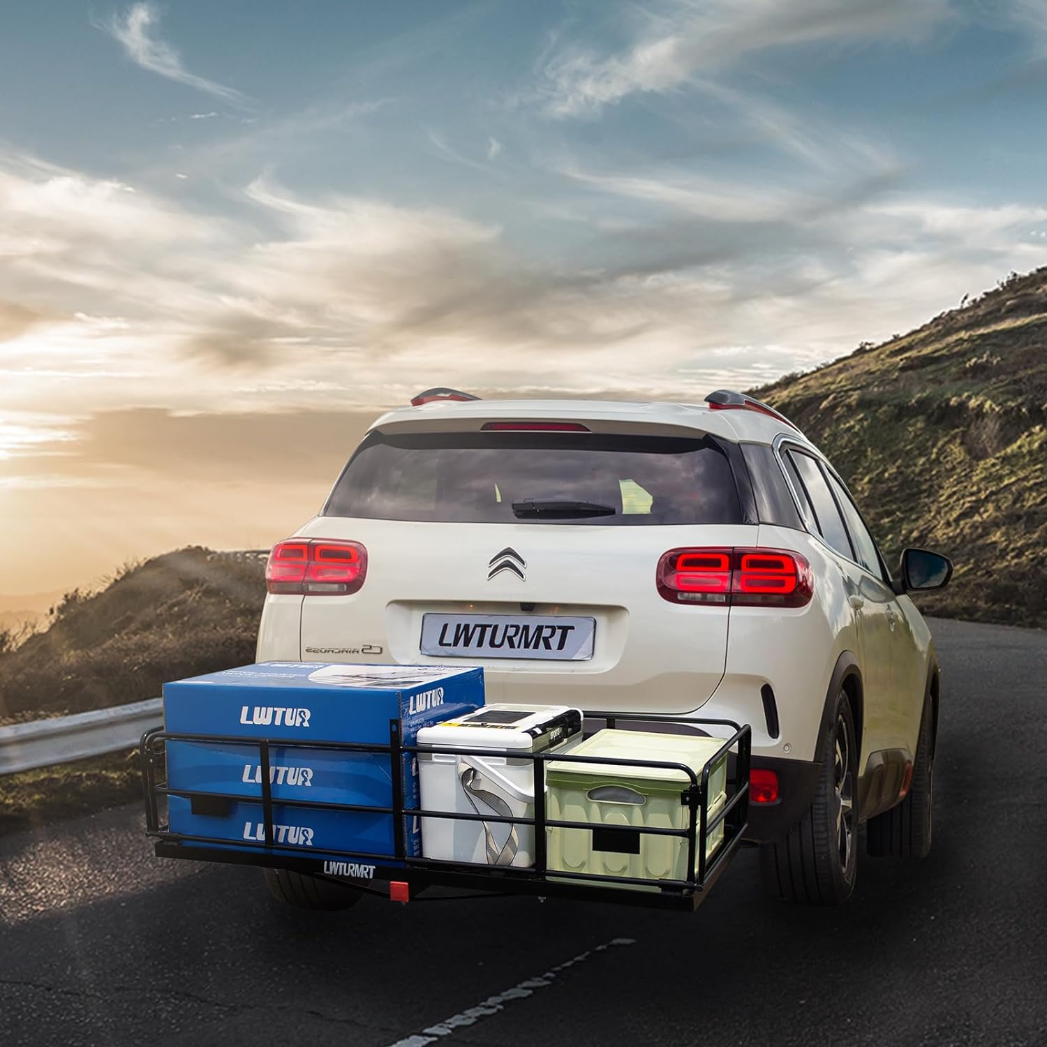 DIQIN Trail Hitch Cargo Carrier 60" x 24" x 14" Cargo s Fits 2" with 2" Hitch for SUV can 500LBS