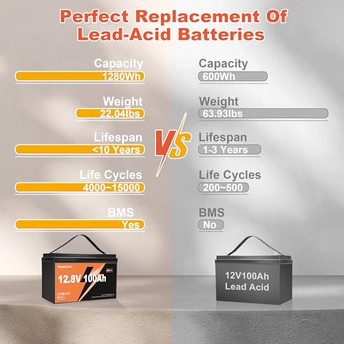 12V 300Ah LiFePO4 Lithium Battery, Built-in 200A BMS with 6000+ Deep Cycles Rechargeable 3840Wh Lithium Battery for RV Solar Marine Solar Panel Camping