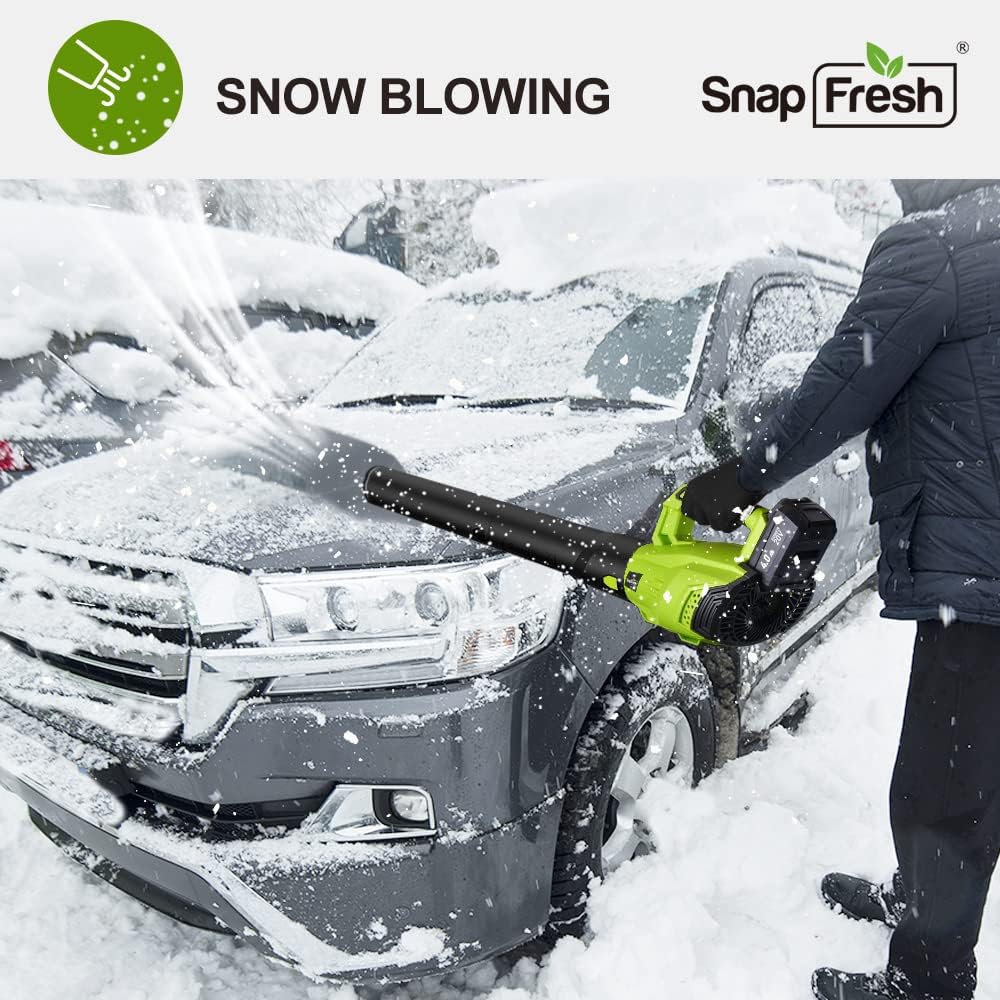 SnapFresh 20V MAX Leaf Blower - 420 CFM Cordless Leaf Blower with 4.0Ah Battery & Charger, Electric Leaf Blowers for Lawn Care, Battery Powered Leaf Blower for Snow Blowing