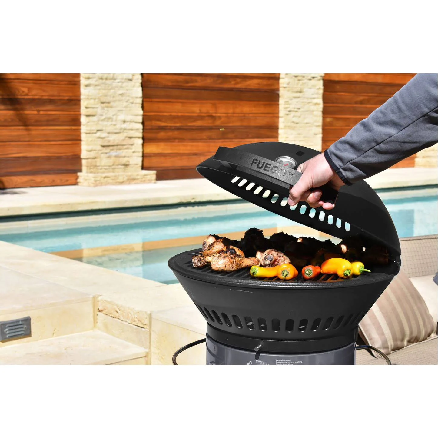 Fuego F21C-H Element Hinged Propane GAS Grill, Dark Gray