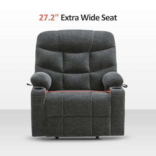 MCombo Power Lift Recliner Chair with Extended Footrest for Elderly People, Fabric 7287 (Navy Blue, Medium)