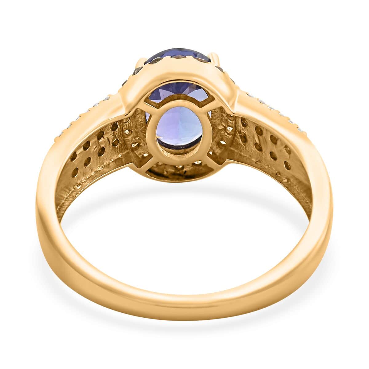 Shop LC Luxoro Blue Tanzanite Champagne Diamond Oval 14K Yellow Gold Solitaire Ring for Women Jewelry Size 7 Ct 2.15 I3 Clarity Birthday Gifts for Women