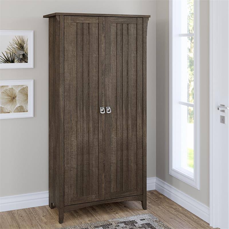 Bush Furniture Salinas Tall Storage Cabinet with Doors, Ash Brown