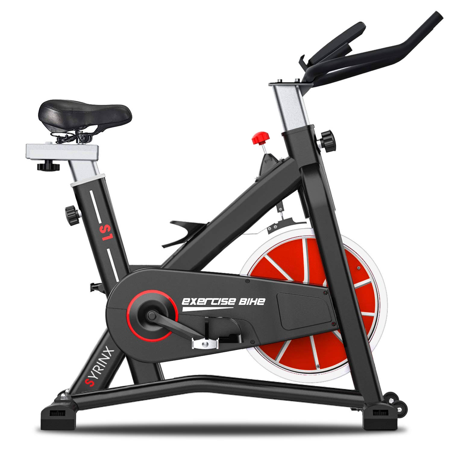 Syrinx Indoor Cycling Bike-Belt Drive Exercise Bike,Stationary Cycle Bike for Home Cardio Gym Workout (Black)