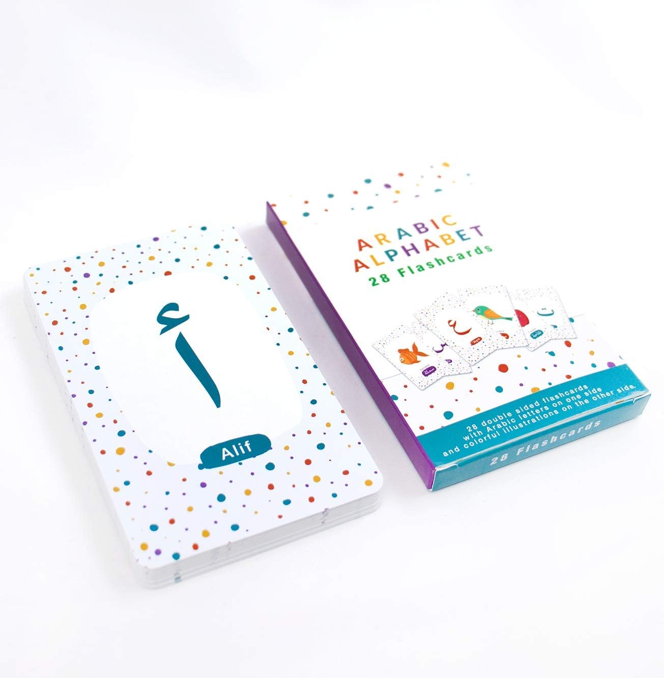 EALIVE Arabic Flash Cards - Arabic Alphabet for Kids with English Transliteration - Unique Playful Flashcards for Learning Arabic Pack of 2