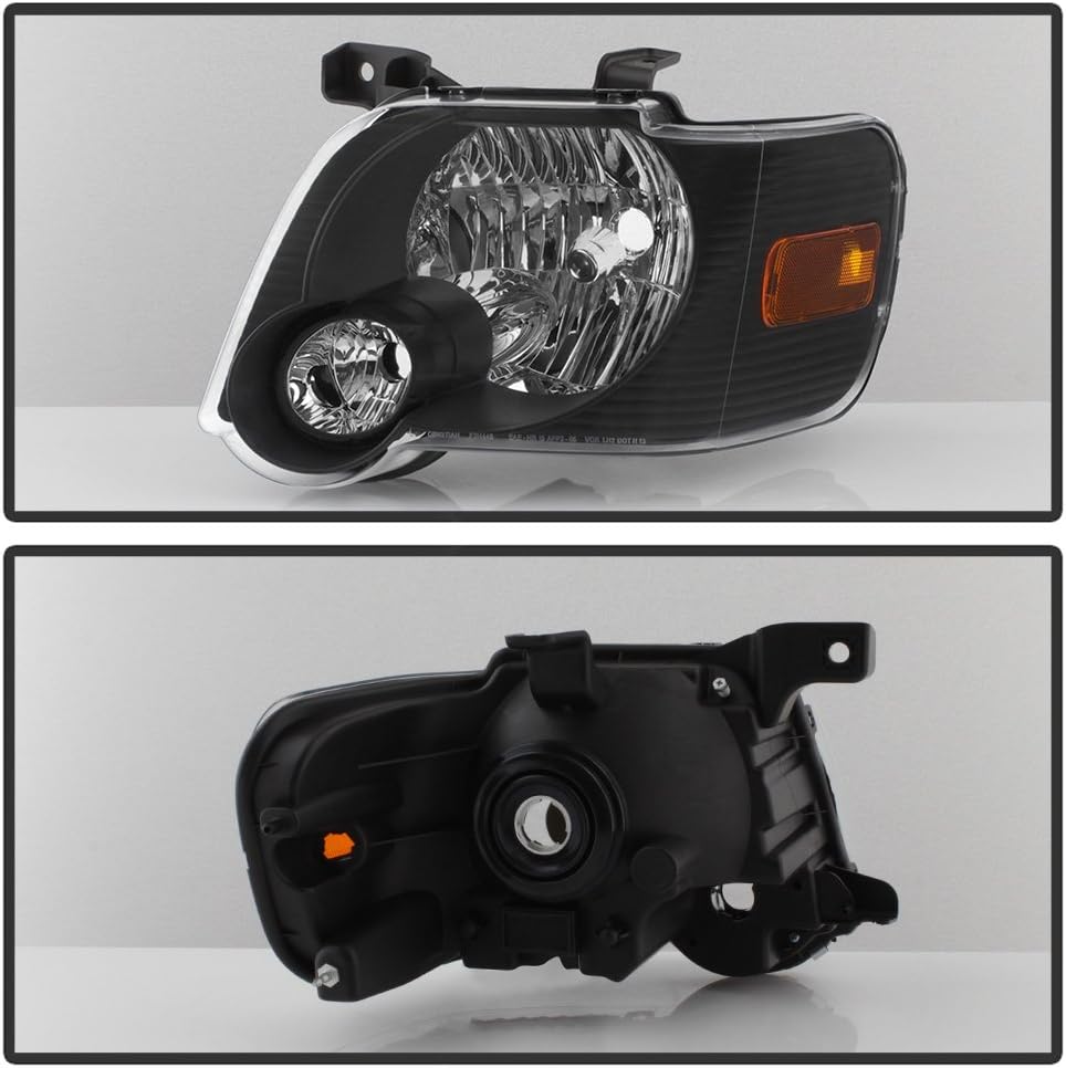 ACANII - For Black 2006-2010 Ford Explorer Headlights Headlamps Replacement Driver+Passenger Side