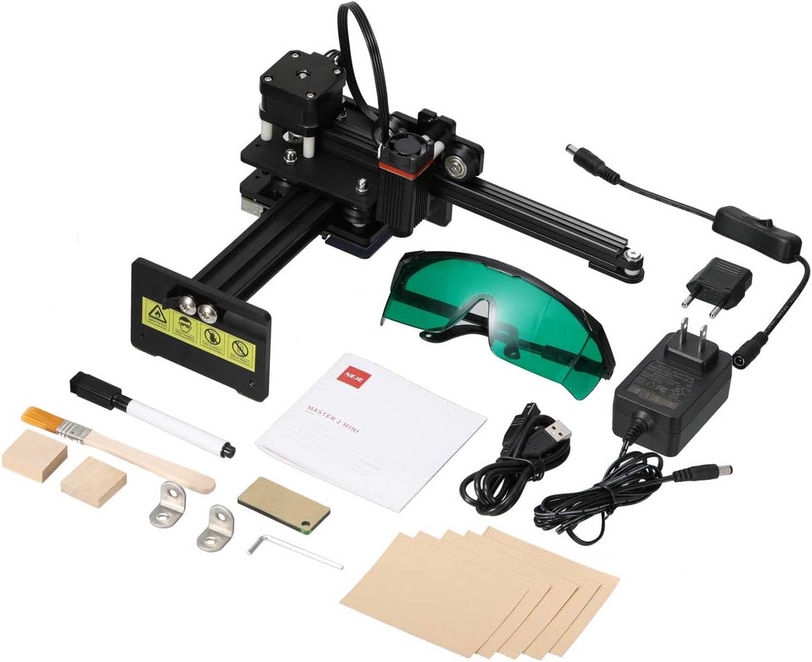 NEJE Master 2 Mini Engraving Machine, CNC Engraver for Plywood, Unfinished Wood，App Control with NEJE Software, 2.5W Output, 110 x 120 mm
