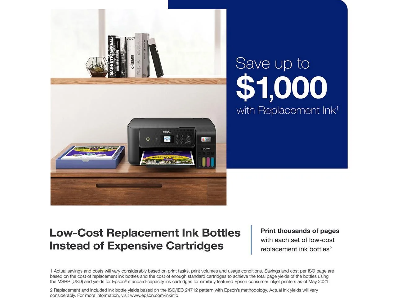Epson EcoTank ET-2800 Wireless Color All-in-One Cartridge-Free Supertank Printer with Scan and Copy ? The Ideal Basic Home Printer - Black