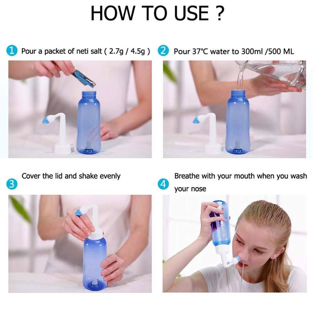 CROING 300ml Bottle with 120 Packets Neti Salt , Nasal Rinse Kit , Sinus Rinse , Neti Pot , Nose Wash , Nasal Irrigation , Sinus