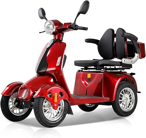 ccko Folding Mobility Electric Scooter 60V 800W Powerful Motor,Mobility Scooters for Adults,4 Wheel Portable Power Travel Scooters,30 Miles Long Range Electric Powered Wheelchair Device (Red)