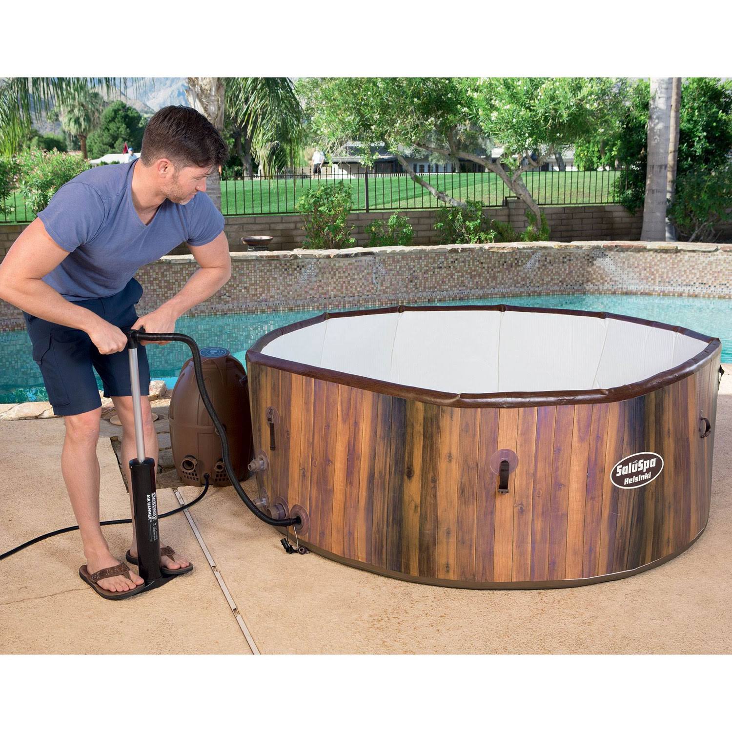 Bestway 60026E SaluSpa Helsinki Airjet 7 Person Inflatable Hot Tub Spa with Pump