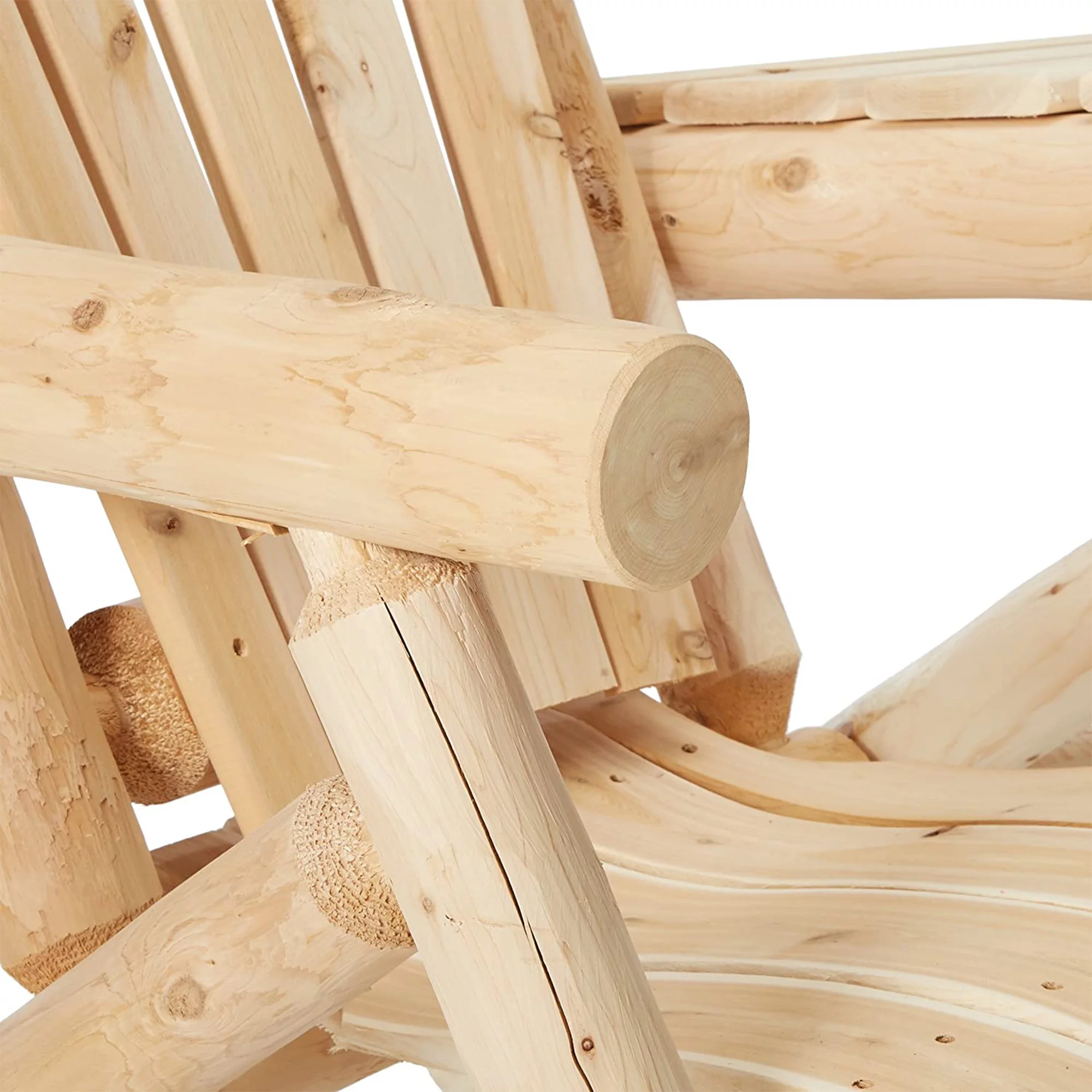 Lakeland Mills Rustic Patio White Cedar Log Visa Tete Chairs, Natural