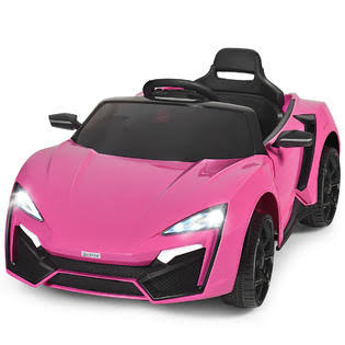 Costway 12V Kids Ride on Car 2.4g RC Electric Vehicle w/ Lights MP3 Openable Doors Pink