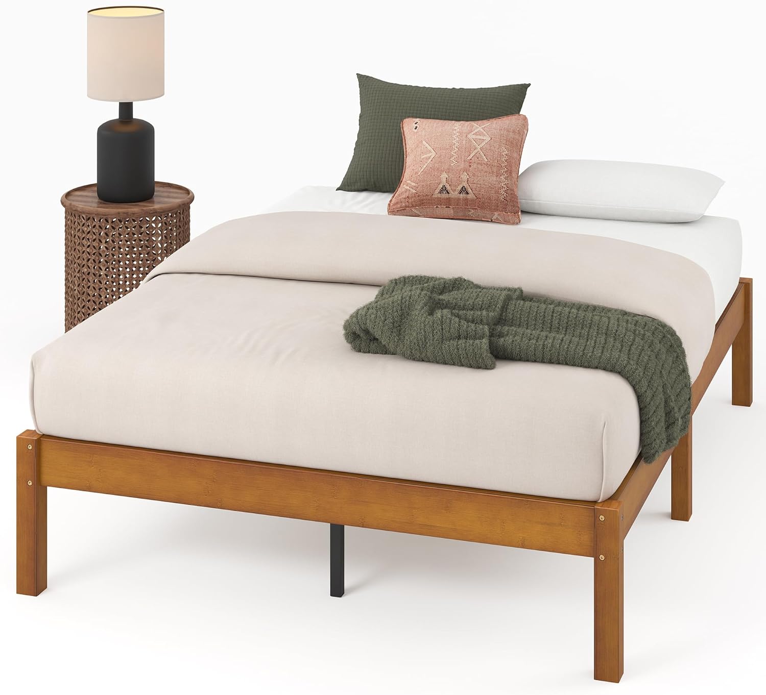 Zinus Ellie 14 Inch Bamboo Platform Bed Frame, Wood Slat Support, No Box Spring Needed, Easy Assembly, Full