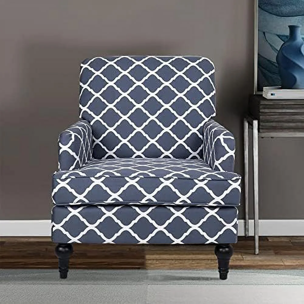HOOMZNB Accent Chair  Mid-Century Modern Armchair Upholstered Corner Single Sofa Chair  Wingback Comfy Reading Chair with Nailhead Trim for Home Living Room Bedroom (Yellow Flower)