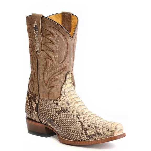 Men's Roper Peyton Python Boots Handcrafted Tan - Curated Treasures Market