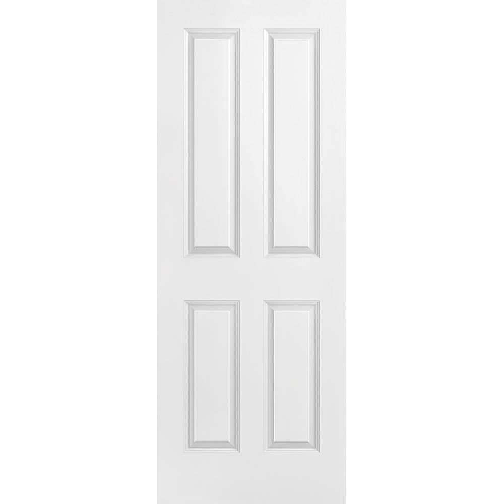 Masonite 30 in. x 80 in. Solidoor Smooth 4-Panel Solid Core Primed Composite Interior Door Slab 24966