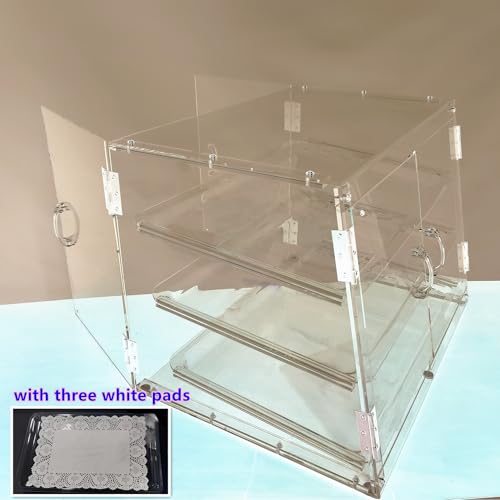 Zinglife Clear Bakery Display Case Countertop Pastry Display Case for Cookie Bread Food Dessert Cupcake Acrylic Baked Goods Display Case, 3 Tiers