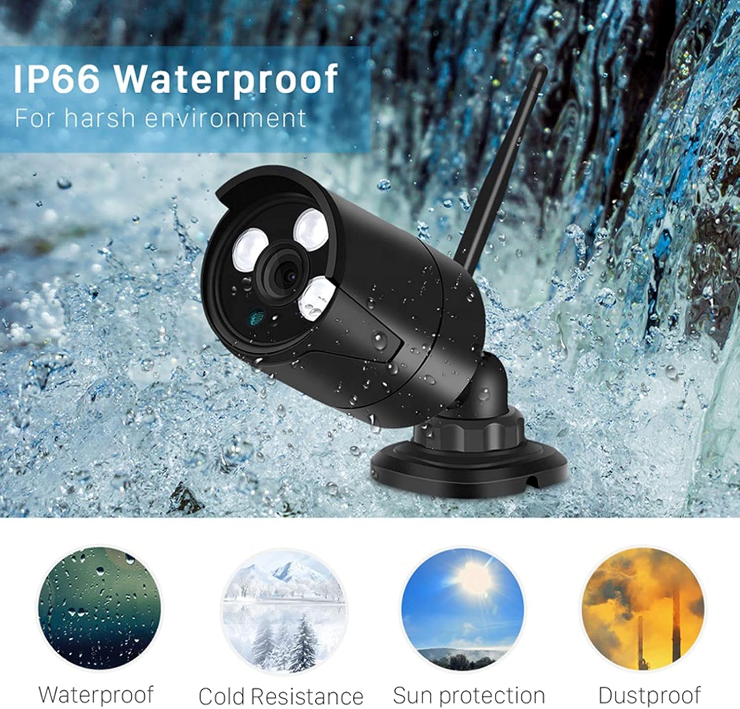 2MP Security Camera System Outdoor 8 Channel DVR Surveillance Kit Night Vision Cam,IP66 Weatherproof Home CCTV Cameras,Instant Email Alert with Images