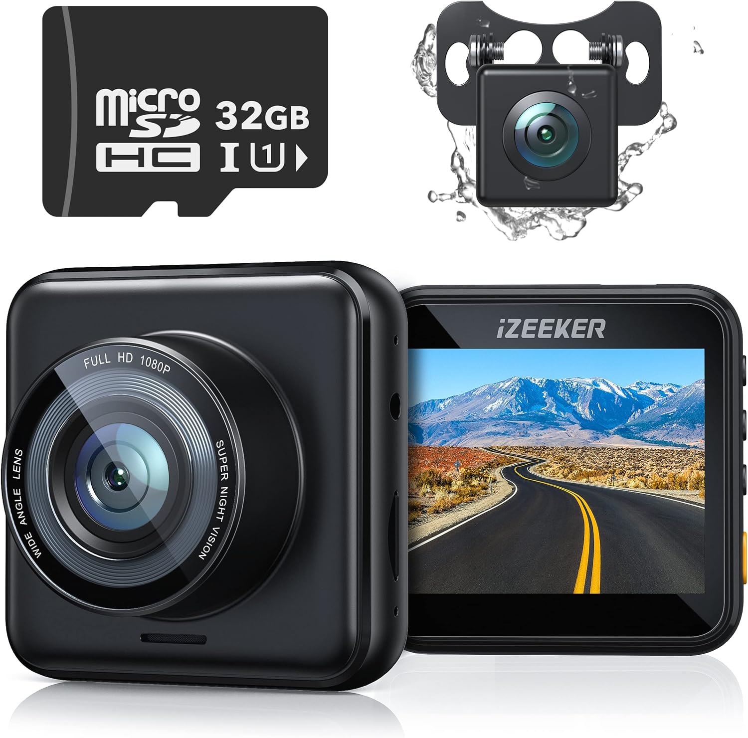 iZEEKER Dash Cam Front and Rear with SD Card 1080P Full HD Car Camera Dual Lens Dashcam for Cars 170°Wide Angle Driving Recorder with G-Sensor, Parking Monitor, Loop Recording, WDR Pack of 2