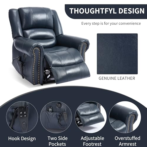 Dual Motor Power Lift Chair, Lay Flat Recliner Chair, Electric Recliner with Massage and Heat for Elderly, Remote Control, Infinite Position, Standing Assistance, USB Ports, Faux Leather, Brown