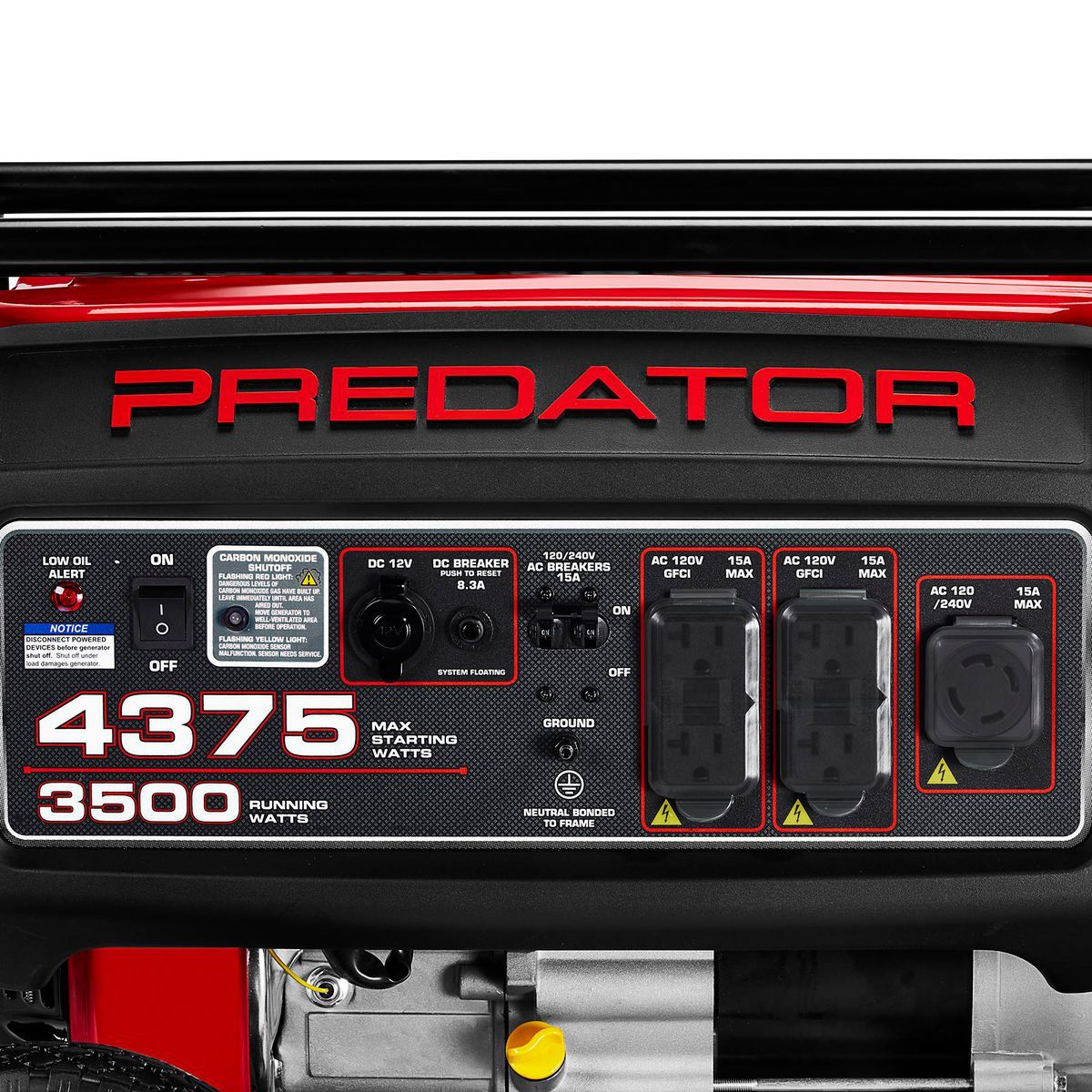 PREDATOR 4375 Watt Gas-Powered Portable Generator with CO SECURE Technology, EPA