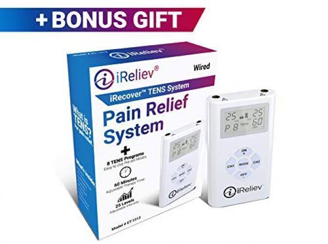 iReliev Tens Unit Electronic Pulse Massager (8) Electrodes Pain Relief
