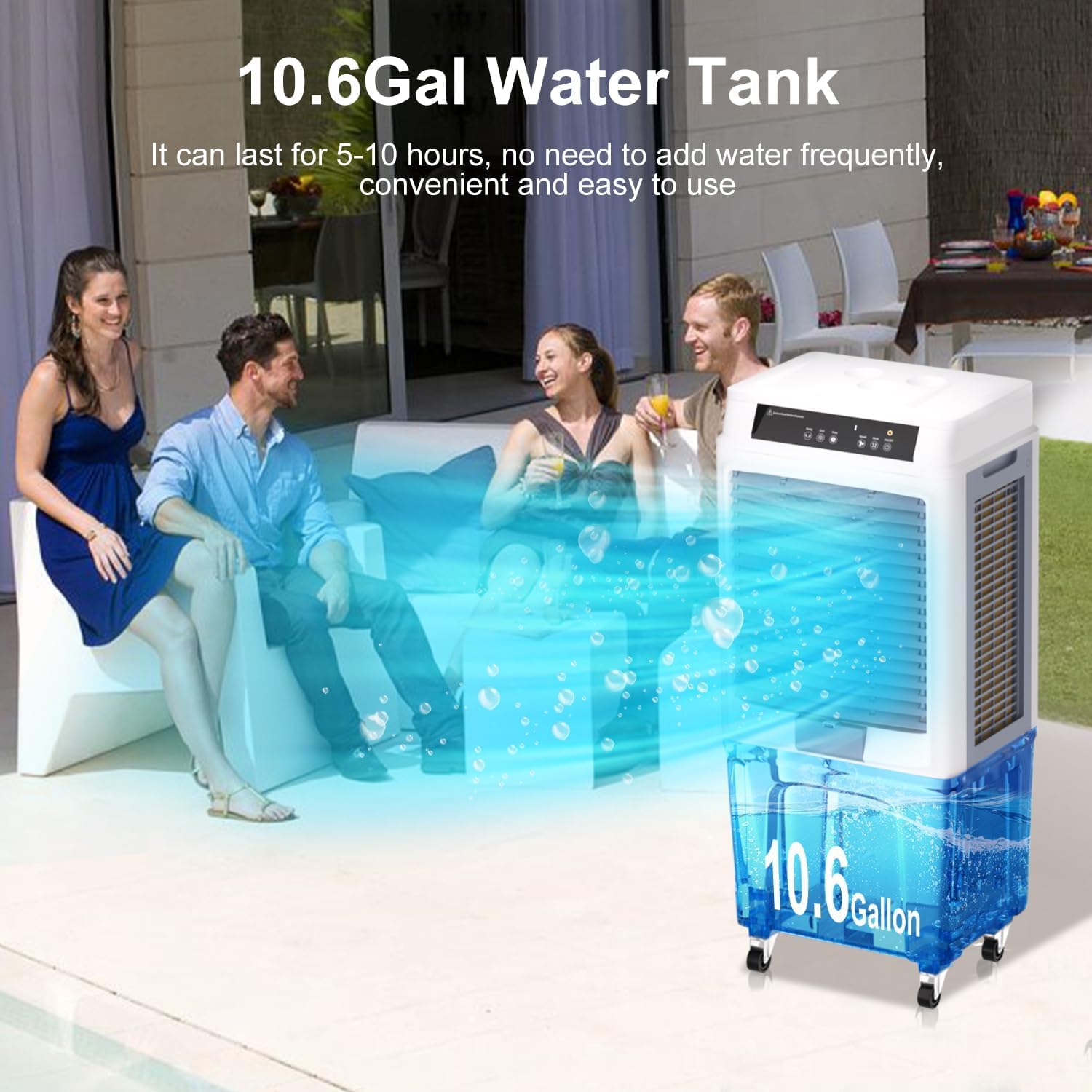 Evaporative Air Cooler, Swamp Cooler Air Conditioner with 3288CFM, 3 Speeds, 12H Timer, Portable Evaporative Cooler with 10.6 Gal Tank 4 Ice Packs for Large Room Patio Garage
