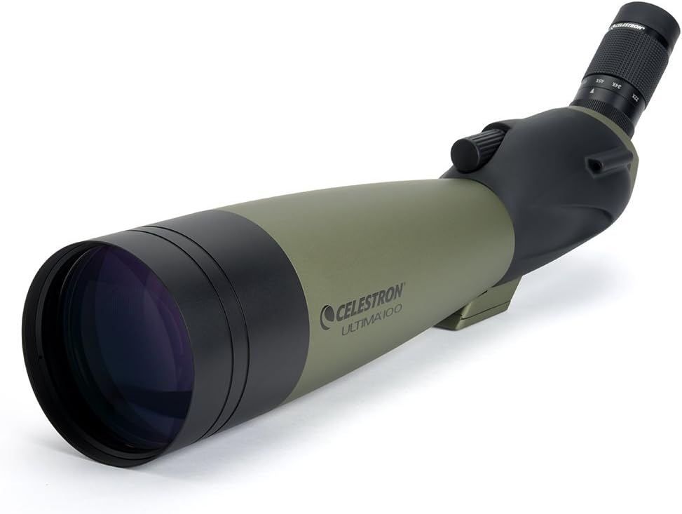 Celestron – Ultima 100 Angled Spotting Scope – 22 to 66x100mm Zoom Eyepiece – Multi-Coated Optics for Bird Watching, Wildlife, Scenery and Hunting – Waterproof & Fogproof– Includes Soft Carrying Case