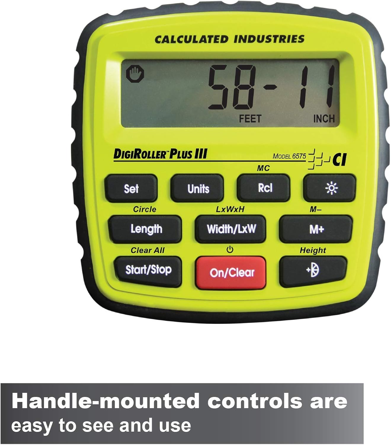 Calculated Industries #6575 DigiRoller Plus III 12.5 Inch Estimators Electronic Distance Measuring Wheel with Large Backlit Digital Display; Measure in Feet, Inches, Meters, Yards; FREE Carrying Pack