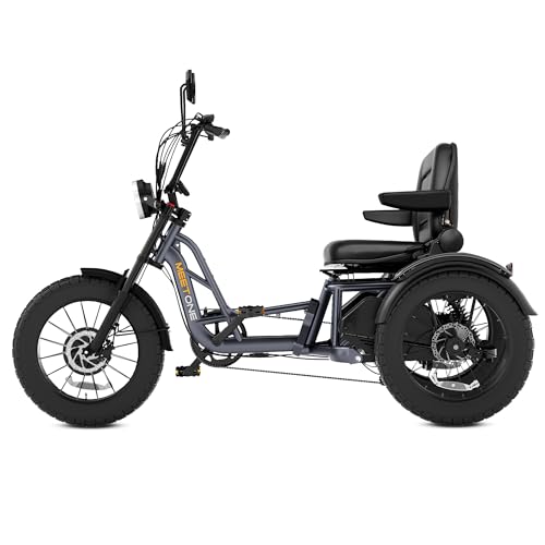 Folding Electric Tricycle for Adults, 1200W Electric Trike, 22MPH 100Miles 3 Wheel Electric Bike, Reverse Gear, Rear Differential, 450lbs Load, F&R Baskets, 4'' Wide Fat Tire, UL Certified