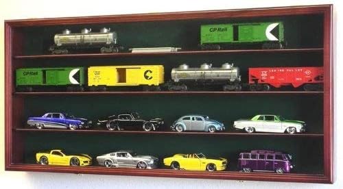 O Scale Train Display Case Cabinet Wall Rack w/ UV Protection- Lockable -Black