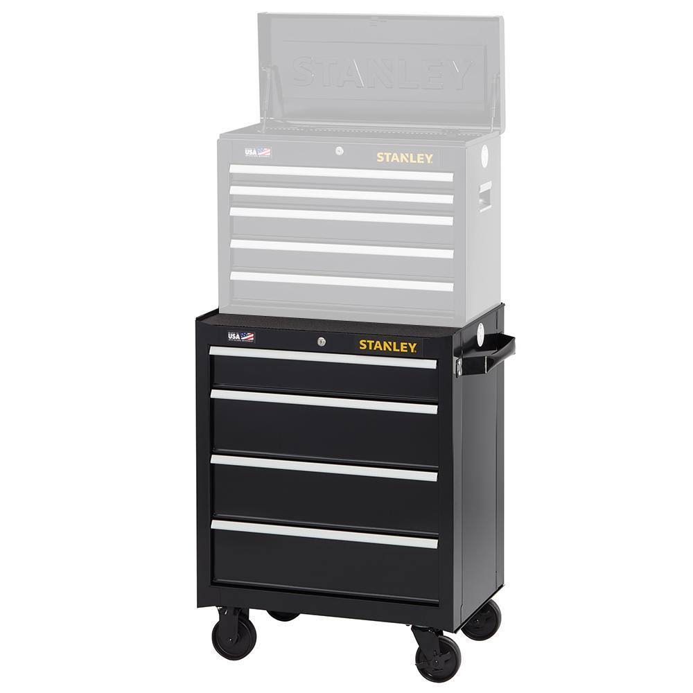 Stanley Products 300 Series Rolling Tool Cabinet, 26 in, 4-Drawer, Black STST22744BK