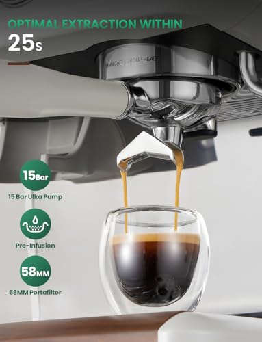 Espresso Machine with Grinder, Dual-Boiler 58MM Professional Espresso coffee Machine with Powerful Steam Wand Beginner Friendly Espresso Maker Stainless Steel Latte Cappuccino Machine for Home